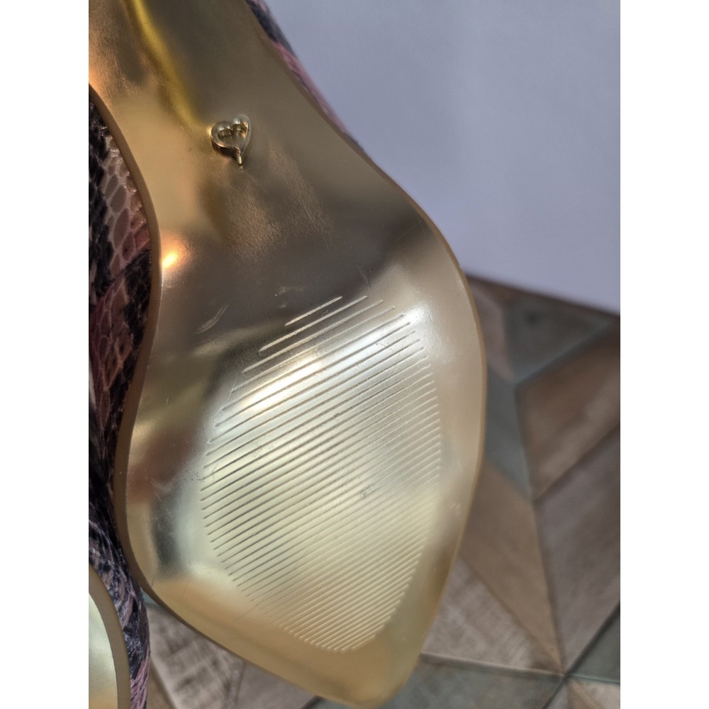 Thalia Sodi Womens 8.5M Elina Snake Print Heels Pump Gold Stiletto Pink Shoes NE - Picture 7 of 7